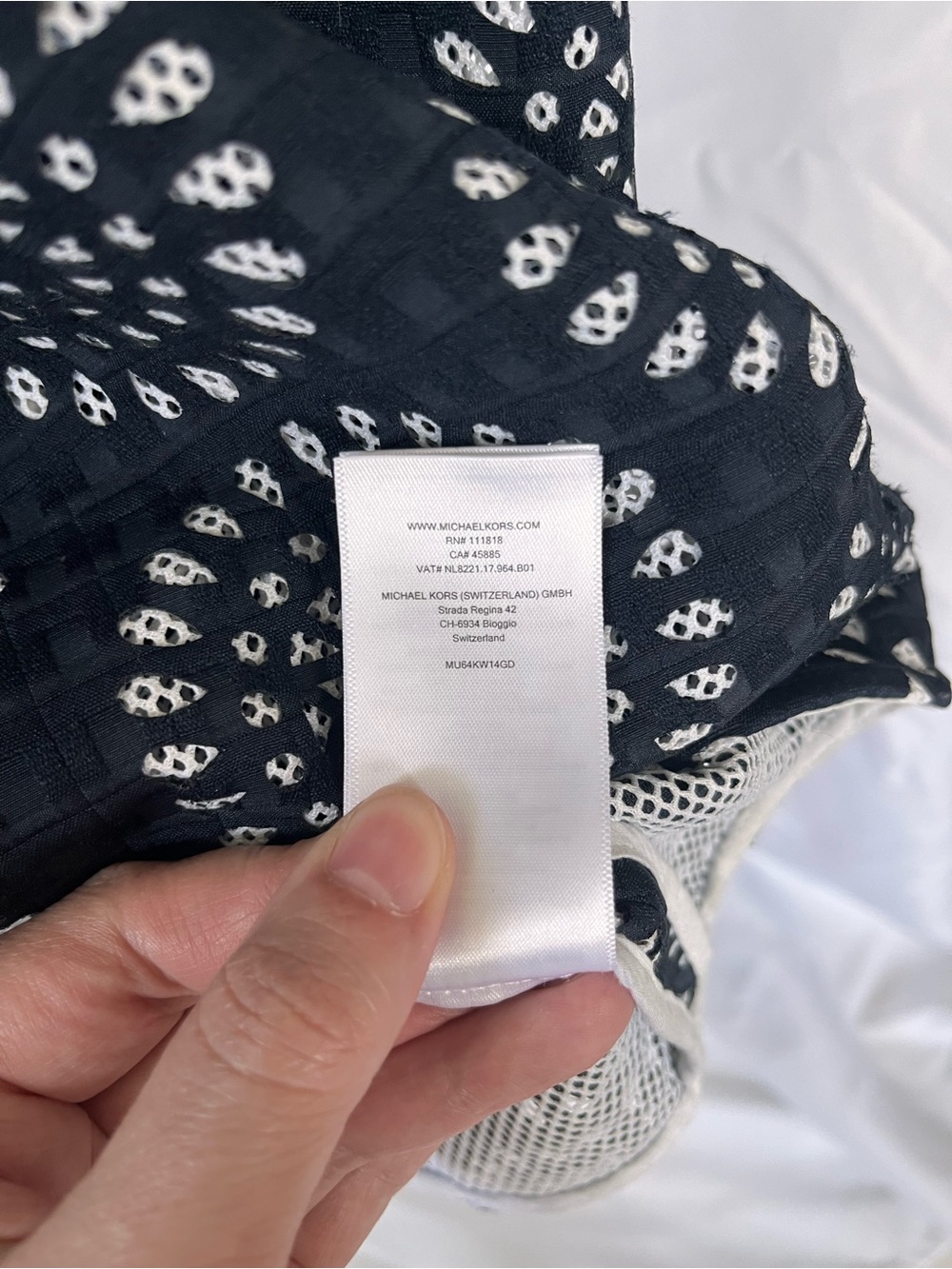 MICHAEL Michael Kors Navy and White Short-Sleeve Patterned Top - Picture 7 of 10